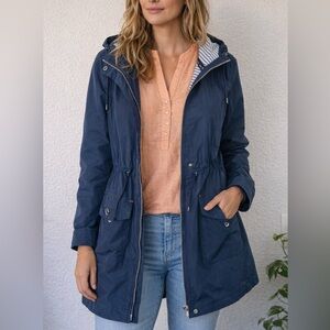 Michael Kors Women's Hooded Rain Coat Size P/S, Admiral Blue, Pre-owned